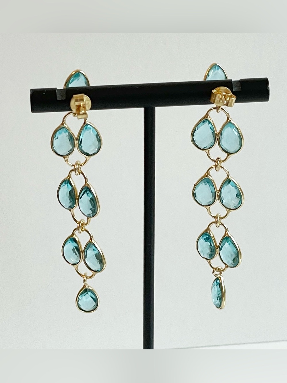 Feather Drop Blue Gemstone Earrings